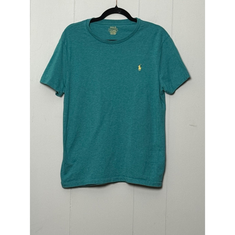 Polo Ralph Lauren Men Custom Slim Fit T-Shirt Teal Heather Yellow Pony Sz Large